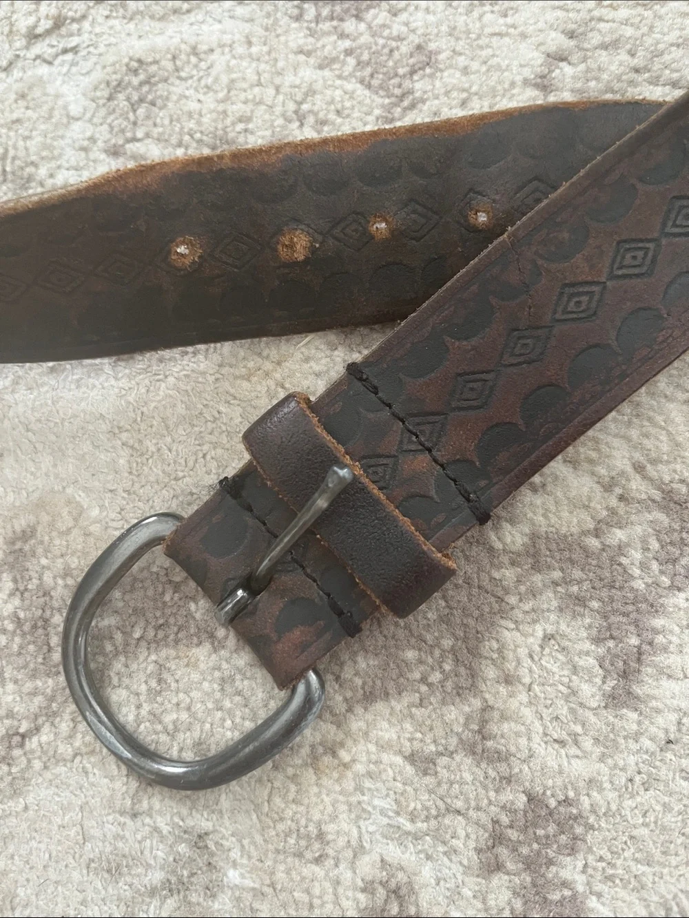 Wrangler Embossed Leather Belt Vintage Unisex Large